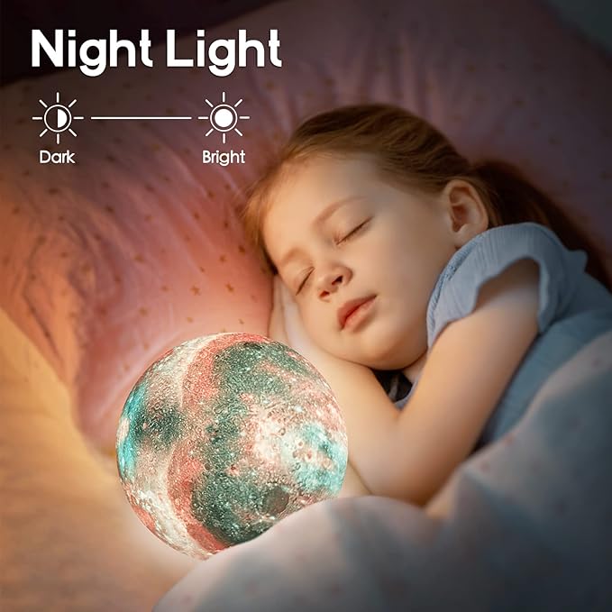 BRIGHTWORLD 7.1inch Galaxy Lamp 16 Colors Moon Lamp 3D Printing, Remote & Touch Control USB Rechargeable, Birthday Gifts for Women Room Decor Aesthetic（Black Hand Base）-Ruum Studio Home