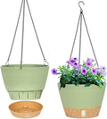 QCQHDU 2 Pack Hanging Planters for Indoor Outdoor Plants, 8 Inch Hanging Baskets Flower Pots with Reservoir Tray & Visible Water-Level-Ruum Studio Home