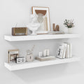 Fun Memories 36 Inch Floating Shelves - Deep Rustic White Wooden Wall Shelves - Extra Deeper & Thicker Wall Mounted Storage Shelf for Bedroom, Kitchen, Farmhouse - 2 Pack, Rustic White-Ruum Studio Home