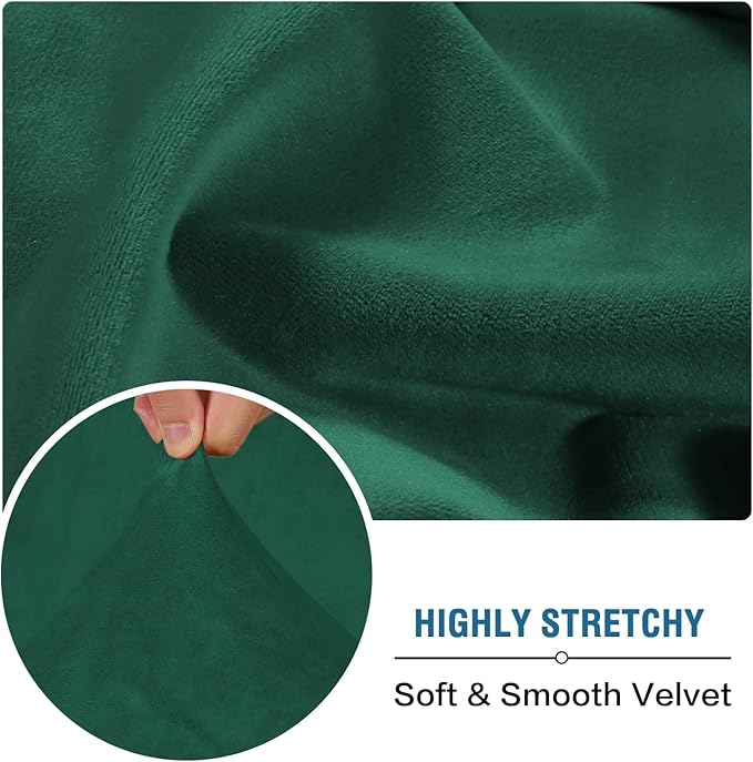 H.VERSAILTEX Velvet Stretch Couch Cushion Cover Plush Cushion Slipcover Cushion Furniture Protector for Seat Cushion Sofa Cover (2 Piece Medium Sofa Cushion Covers, Vintage Green)-Ruum Studio Home