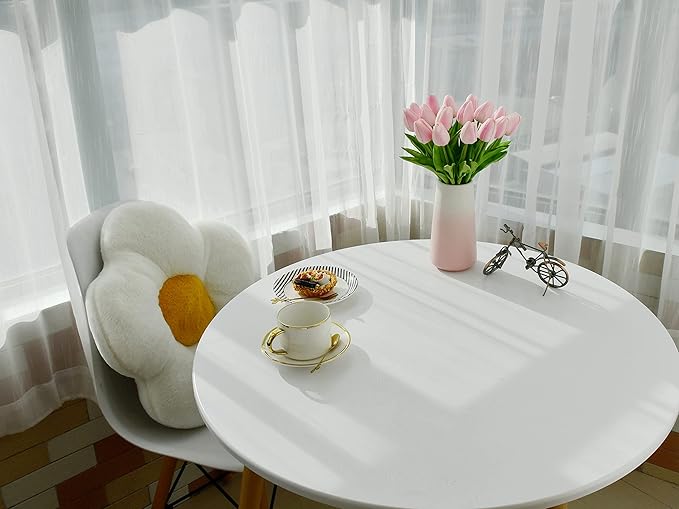 Mandy's Artificial Tulips 20 Stems Peach PU Faux Flowers for Wedding Home Decor 13.5 Inch-Ruum Studio Home