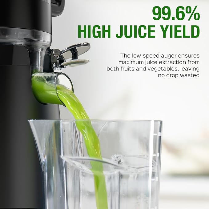 Juicer Machines, TUUMIIST Cold Press Juicer with 5.3" Extra Large Feed Chute Fit Whole Fruits & Vegetables Easy to Clean, High Juice Yield, BPA Free (Black)-Ruum Studio Home