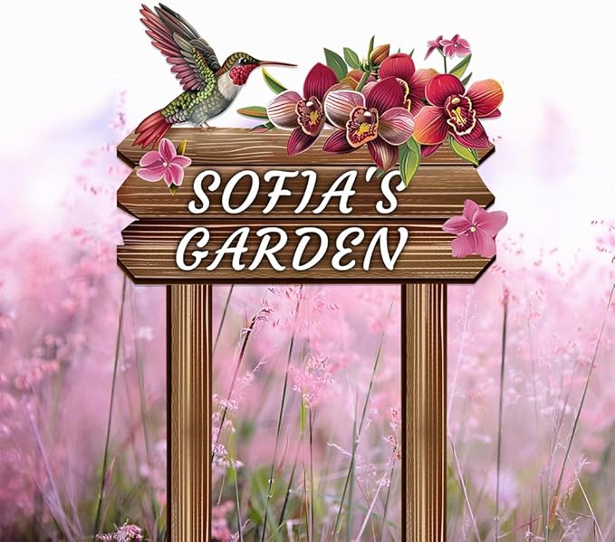 Personalized Colorful Bird Metal Sign with Stake,Custom Gardener Family Name Signs Outdoor Decor,Customized Birds on the Branch Gardening Gifts,Flowers Plaques Decorate for Patio Lawn Porch Backyard-Ruum Studio Home