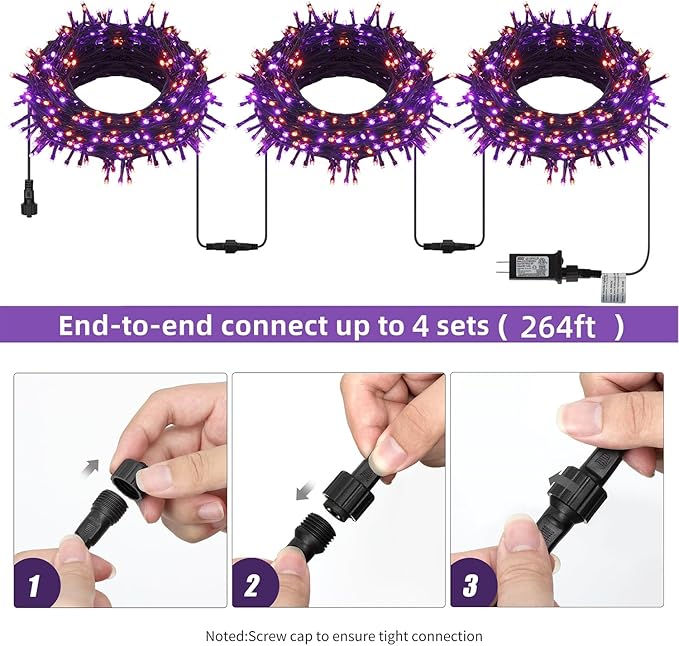 HOME LIGHTING Halloween Lights, 66FT 200 LED Plug in Green Wire String Light, 8 Lighting Modes Waterproof Fairy Mini Lights for Indoor Outdoor Christmas Wedding Party Decorations (Orange & Purple)-Ruum Studio Home