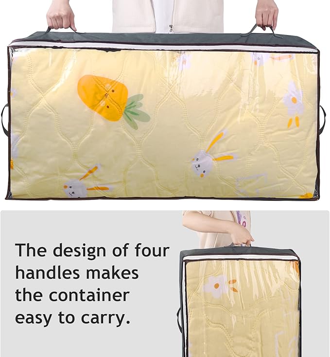 90L Under Bed Storage Containers, Large Capacity Underbed Storage Bags Organizer, Thick Fabric Storage Bins with Clear Window and Reinforced Handles for Blanket Comforter Bedding Clothes, 8 Pack-Ruum Studio Home