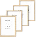 HAUS AND HUES Natural Wood Frames 5x7 Set of 4 - Bulk Photo Frames with Beige Oak Finish-Ruum Studio Home