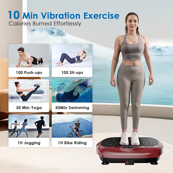 Vibration Plate Exercise Machine - Whole Body Workout Vibration Platform Lymphatic Drainage Machine for Weight Loss Home Fitness with Resistance Bands Remote-Ruum Studio Home