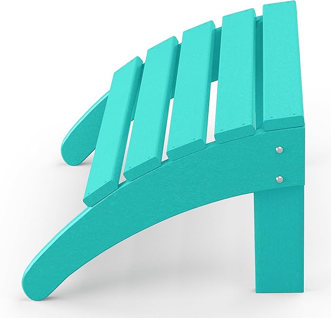 WestinTrends Outdoor Ottoman, Patio Adirondack Ottoman Foot Rest, All Weather Poly Lumber Folding Foot Stool for Adirondack Chair, Widely Used for Outside Porch Pool Lawn Backyard, Turquoise-Ruum Studio Home