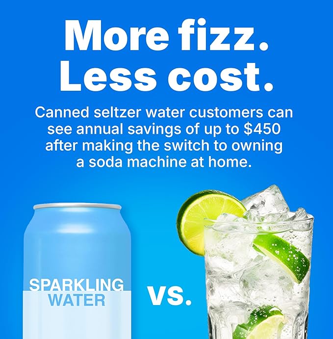 Soda Sense 60L CO2 Exchange Canister - 2 Pack, Threaded Style - Compatible with All 'Screw-In' Soda/Sparkling Water Makers, Including SodaStream BLUE Cylinder Models, Ninja Thirsti, Philips & More-Ruum Studio Home