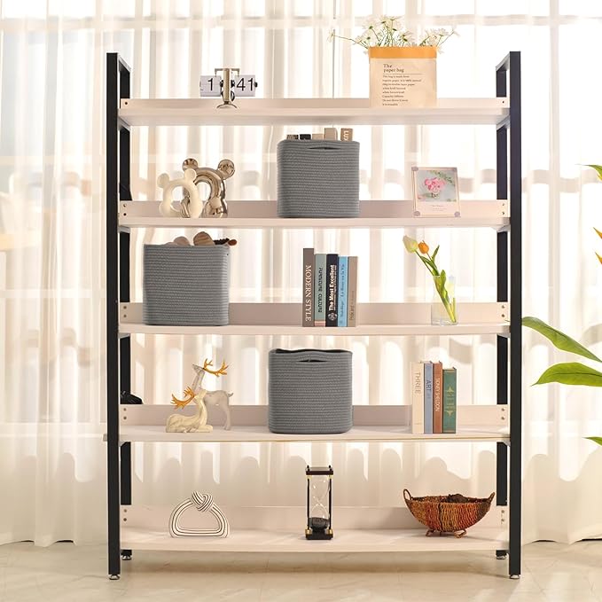 11 Inch Cube Storage Bins, Storage Cube Organizer Bins, Woven Cotton Rope Basket for Storage, Storage Baskets for Organizing Shelves, Grey Baskets for Toys Nursery, Grey (Pack of 3)-Ruum Studio Home