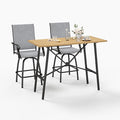 Sophia & William Outdoor Bar Set, Patio Bar Table and Chairs Set, Bar Height Patio Set - 2 x Swivel Bar Chairs(Grey), 1 x Rectangular Bar Table(Wood-Like)-Ruum Studio Home