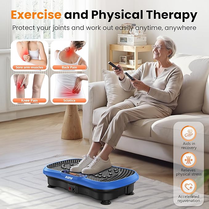AXV Vibration Plate Fitness Platform Exercise Machine Vibrating Lymphatic Drainage Shaking Full Body Shaker Workout Vibrate Stand Shake Board Sport Gym for Weight Loss Fat Burner for Women Men-Ruum Studio Home