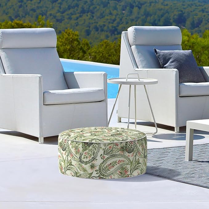 LVTXIII Inflatable Stool Ottoman Footrest with Handle, Decorative Fade-Resistant Foot Stool, Indoor or Outdoor Pouf for Home Garden and Camping Use, 21x21x9, Faylinn Shadow Paisley-Ruum Studio Home