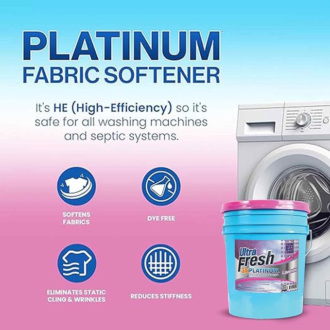 Ultra Fresh Platinum Fabric Softener for Laundry up to 640 Loads, Lavender, 5 Gallons - Fabric Odor Remover to Wash Clothes and Sheets-Ruum Studio Home