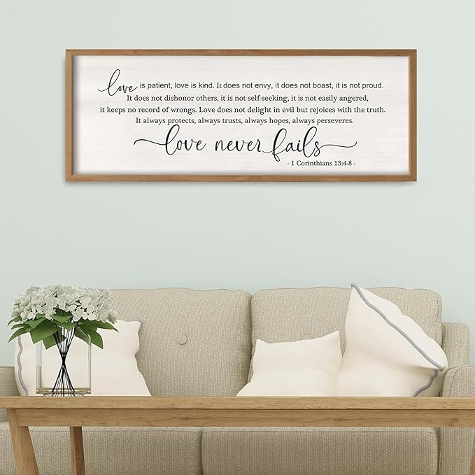 Love Is Patient Love Is Kind Wall Decor Art 32×12 Inch (Wood)-Ruum Studio Home