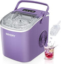 EUHOMY Countertop Ice Maker Machine with Handle, 26lbs Per Day, 9 Ice Cubes Ready in 6 Mins, Auto-Cleaning Portable Ice Maker with Basket and Scoop, for Home/Kitchen/Camping/RV (Purple)-Ruum Studio Home