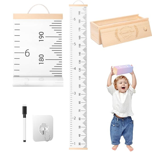 Height Chart for Kids Growth Chart for Wall Kids Height Wall Chart Kids Growth Chart Wall with Keepsake Box Height Measurement Wall Ruler Baby to Child Growth Tracker Neutral Nursery Wall Decor-Ruum Studio Home