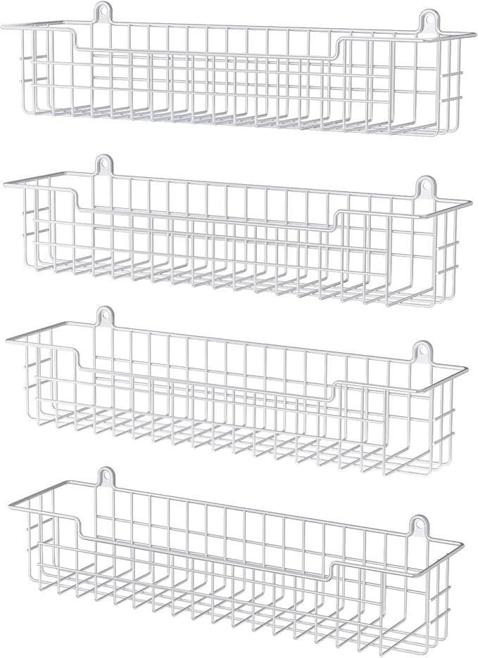 Spice Rack Wall Mount, 4-Pack Seasoning Organizer for Kitchen Storage Organization, Spice Holder Shelf Saving Space for Cabinet, RV, Pantry, Silver-Ruum Studio Home