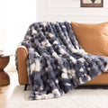 Cozy Faux Fur Throw Blanket for Couch-Warm Fuzzy Throw Blanket, Soft Plush Thick Bubble Blankets for Bedroom and Living Room, Furry Luxury Blanket, 50 x 60,Tie-Dye Blue-Ruum Studio Home