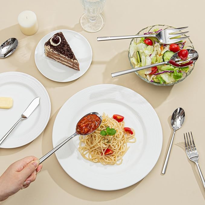 KINGSTONE Silverware Set with Serving Utensils, 45-Piece Forged Flatware Set Cutlery Set Premium Stainless Steel, Service for 8, for Kitchen, Home, Wedding, Party, Mirror Polished and Dishwasher Safe-Ruum Studio Home