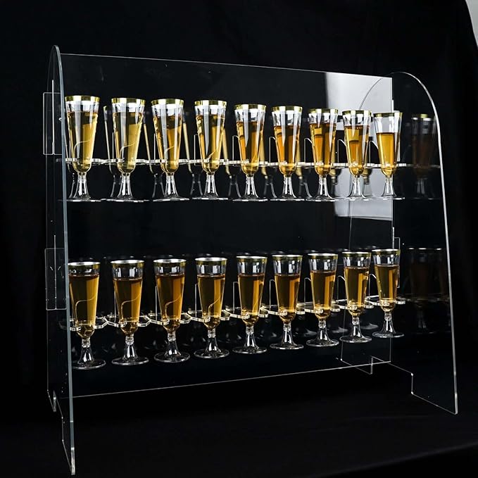 Tableclothsfactory 25" Clear Acrylic 2-Tier Wine Glass Stemware Rack, Champagne Flute Holder with Stand-Ruum Studio Home