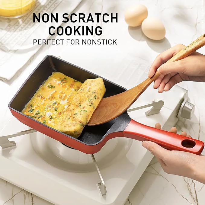 Wooden Spoons for Cooking - 5-Piece Wooden Kitchen Utensil Set made of Natural Solid Wood Material - Includes Salad Spoons, Spaghetti Spoon, Salad Fork, Flat Spatula,Slotted Spatula(A05)-Ruum Studio Home