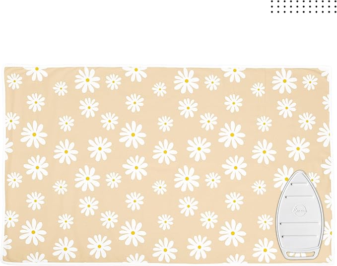 Encasa XO Ironing Mat/Pad (Large 48"x28") with 3mm Padding & Silicone Iron Rest for Steam Pressing on Tabletop or Bed - Heat Resistant, Portable, Quilting & Travel Blanket - Daisy Beige-Ruum Studio Home