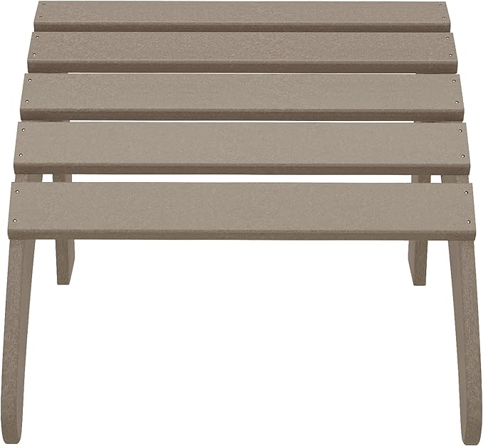 WestinTrends Outdoor Ottoman, Patio Adirondack Ottoman Foot Rest, All Weather Poly Lumber Folding Foot Stool for Adirondack Chair, Widely Used for Outside Porch Pool Lawn Backyard, Weathered Wood-Ruum Studio Home
