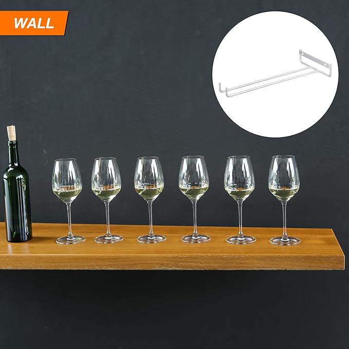 uxcell 5Pcs Wine Glass Rack, 10.43 Inch Iron Wine Glasses Rack Under Cabinet Stemware Rack - Wall Mountable Wine Glass Holder Storage Hanger for Bars Coffee Restaurants Kitchens, Silver-Ruum Studio Home