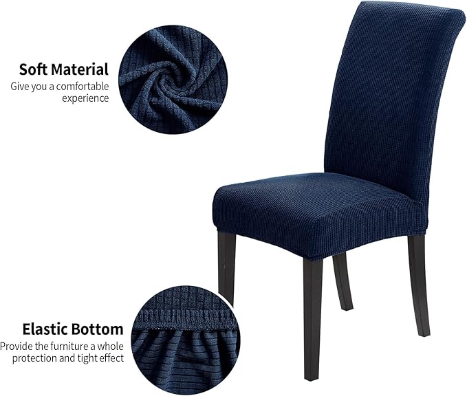 Joccun Chair Covers for Dining Room Set of 4, Dining Chair Slipcovers Stretch Dining Room Chair Covers Seat Protector,Washable Parsons Chair Cover for Home,Hotel,Banquet(Navy,4 Pack)-Ruum Studio Home