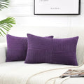 Fancy Homi 2 Packs Purple Lumbar Decorative Throw Pillow Covers 12x20 Inch for Living Room Couch Bed, Farmhouse Boho Home Decor, Soft Striped Corduroy Rectangle Accent Cushion Case 30x50 cm-Ruum Studio Home