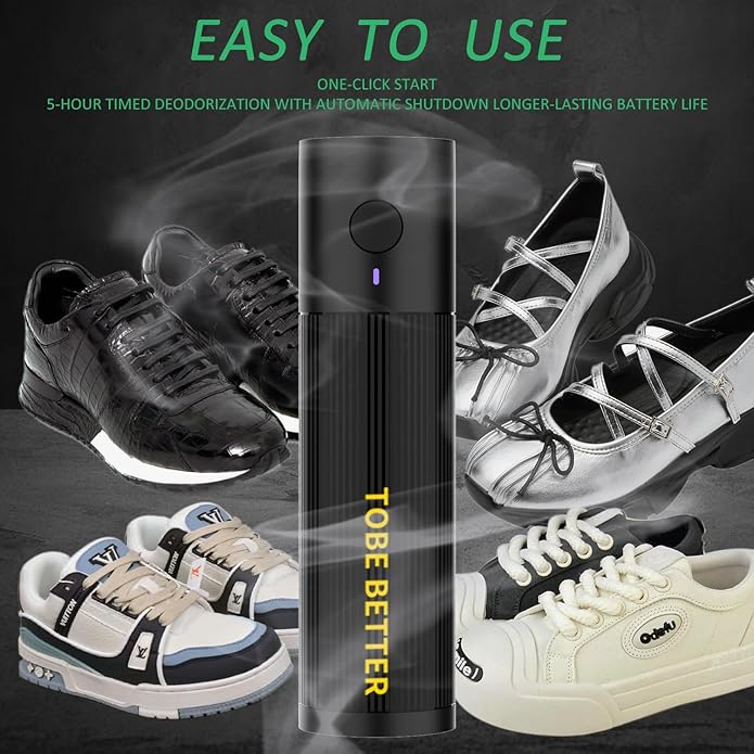 Shoe Deodorizer Rechargeable Ozone Tech Eliminates Odors in All Footwear, Auto Shut-Off Durable Dryer-Style Freshener-Ruum Studio Home