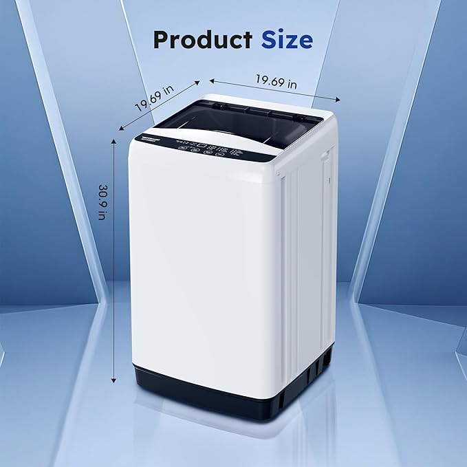 1.0 Cu.ft Portable Washing Machine for Home & Apartment, Full-Automatic Clothes Washer with 6 Water Level & 10 Wash Cycles, Drain Hose Included, White-Ruum Studio Home