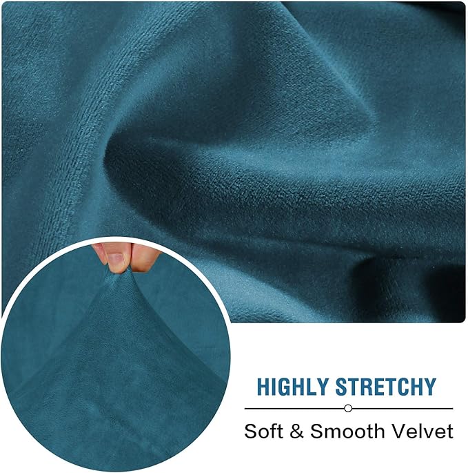 H.VERSAILTEX Velvet Stretch Couch Cushion Cover Plush Cushion Slipcover for Chair Loveseat Sofa Cushion Furniture Protector Seat Cushion Sofa Cover (2 Piece Large Sofa Cushion Covers, Deep Teal)-Ruum Studio Home