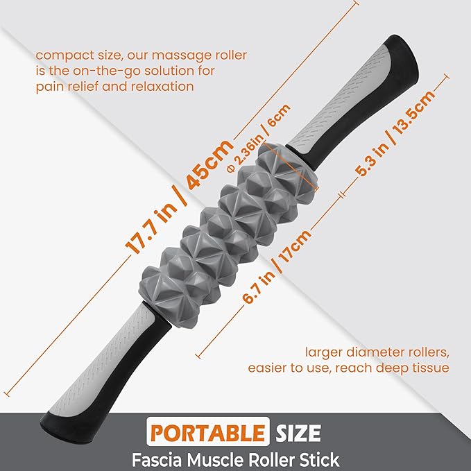 KITWILD Muscle Roller Stick, Massage Roller Stick for Athletes, Body Massage Stick for Muscles Deep Tissue, Muscle Relaxation Roller for Physical Therapy, Myofascial Release, and Yoga Therapy-Ruum Studio Home