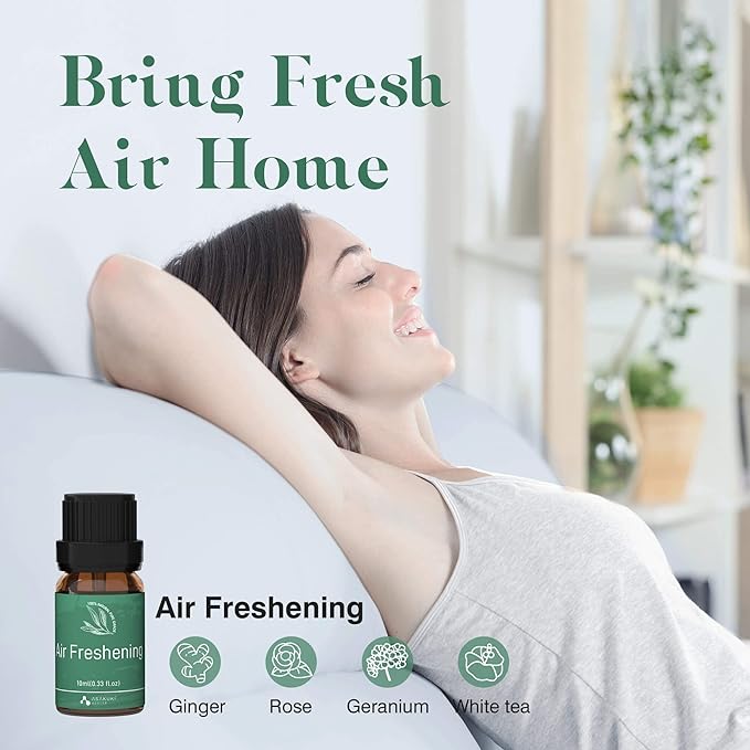 ASAKUKI Essential Oil Blends, Essential Oils for Diffusers for Home, Well-Being Kit- Calm Mind, Sweet Dreams, Happy, Relax, Air Freshening, Immunity for Aromatherapy, Humidifiers, Massage, 6x10ml-Ruum Studio Home