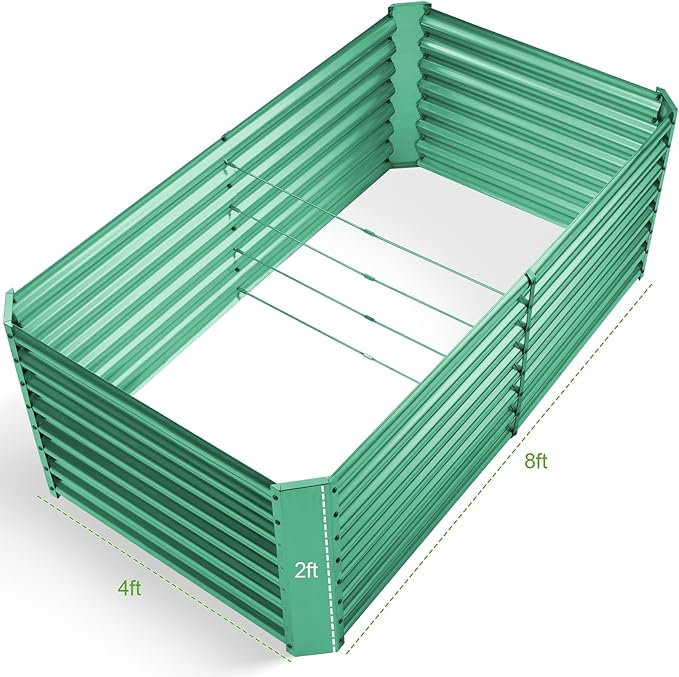 Land Guard 8×4×2 ft Galvanized Raised Garden Bed Kit, Galvanized Planter Raised Garden Boxes Outdoor, Oval Large Metal Raised Garden Beds for Vegetables(Green)…-Ruum Studio Home