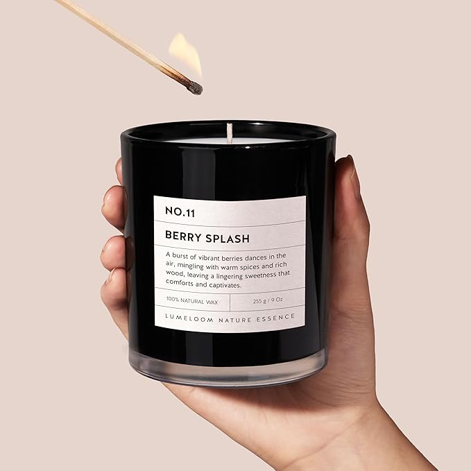 Berry Splash Luxury Scented Candles, 9oz Soy Wax Candles for Home Scented, BlackBerry, Boysenberry & Woods Scent, Long Burning Time, Gifts for Women, Friends, Men, Sister, Mom, Teacher-Ruum Studio Home