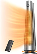 Dreo Space Heater Indoor, 30" Electric Heaters with Remote, 120° Oscillation, Adjustable Thermostat, 5 Heat & 3 Fan levels, 8 Safety Protections, 25dB Quiet, 1-12H Timer, Large Room Bedroom, Silver-Ruum Studio Home