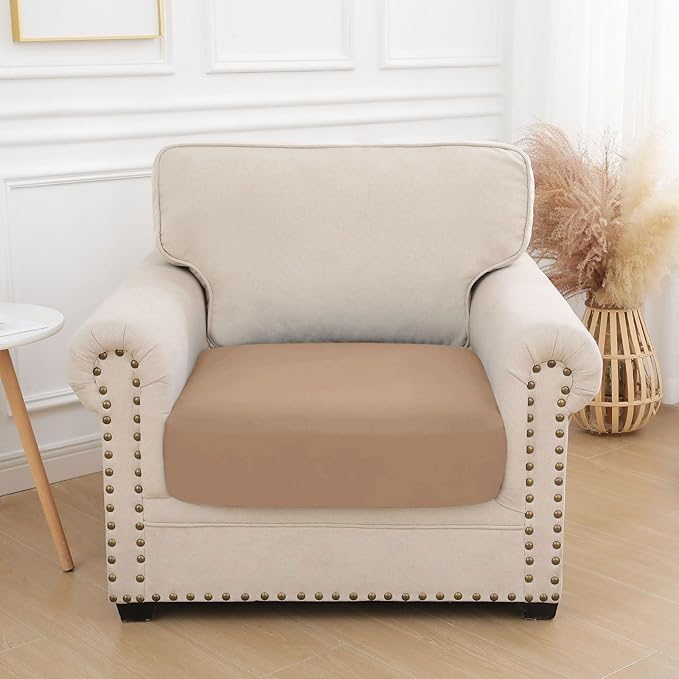 hyha Waterproof Couch Cushion Covers, Stretch Sofa Couch Seat Slipcover for Dog Washable, Non-Slip Waterproof Outdoor Cushion Covers for Patio Furniture Replacement (1 Piece for Small, Camel)-Ruum Studio Home