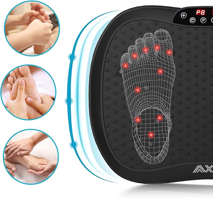 AXV Vibration Plate Exercise Machine Whole Body Workout Portable Mini Vibrate Fitness Platform Lymphatic Drainage Machine for Weight Loss Shaping Toning Wellness Home Gyms Workout (Mini)-Ruum Studio Home