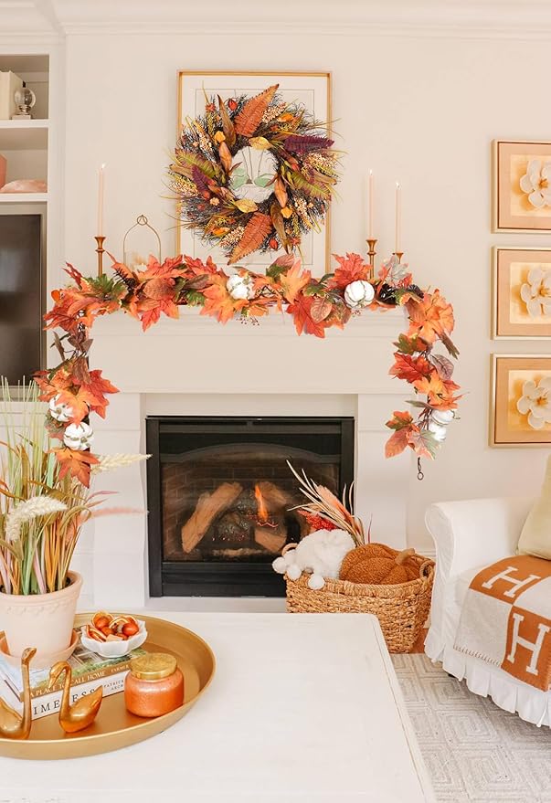 Lvydec Fall Maple Garland - 5.9ft/Piece Artificial Fall Foliage Garland Colorful Autumn Decor for Home Wedding Party-Ruum Studio Home