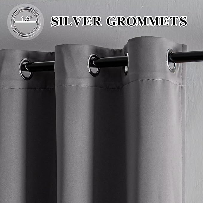 Blackout Curtains 72 Inch Length for Bedroom, Thermal Insulated Blackout Curtains 2 Panels Set, Solid Grommet Privacy Room Darkening Drapes for Living Room Windows(W52 x L72, Light Grey)-Ruum Studio Home