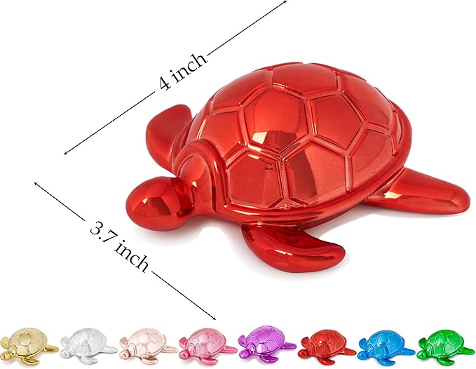 Small Sea Turtle Statue 4 inch Shiny Red Accent Knick Knacks Paperweight for Bathroom Home Office Shelf Desk Table Decor, Cute Sea Turtle Gifts for Women-Ruum Studio Home