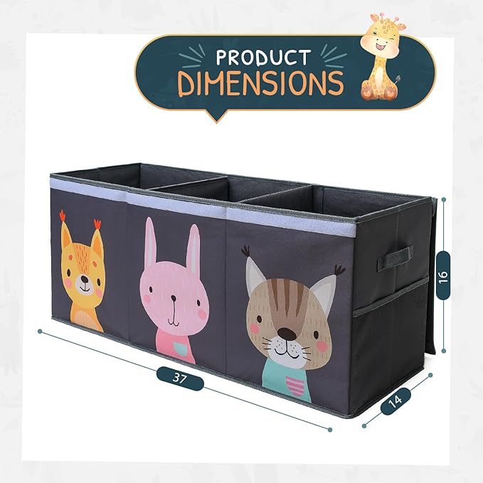 Extra Large Toy Storage Organizer with Lid - Sturdy, Collapsible Toy Chest Storage Box with Cute Design - Toys Bin with Dividers for Kids, Boys, Girls, Nursery, Bedroom, Play room 37"x16"x14"-Ruum Studio Home