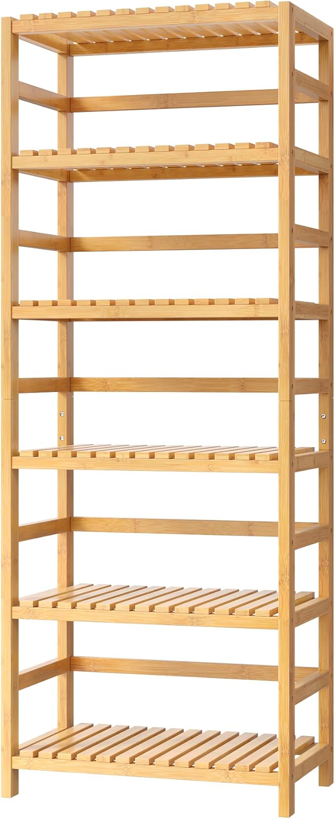 FOTOSOK 6-Tier Bamboo Shelf, Bamboo Bookcase with Adjustable Shelves, Free Standing Storage Shelf Unit, Plant Flower Stand for Kitchen, Bathroom, Home Office, Natural-Ruum Studio Home