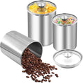 ENLOY Stainless Steel Food Storage Container Set of 3, 88/61/29 oz with Clear Glass Lids - Ideal for Coffee, Tea, Sugar, Flour Canisters-Ruum Studio Home