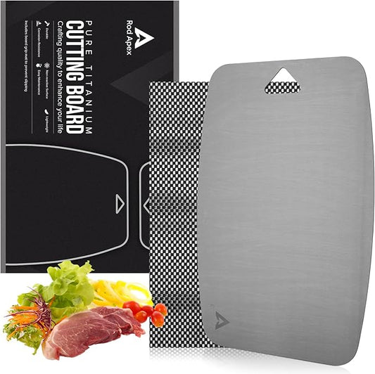 100% Pure Titanium Cutting Board, Non-Toxic Chopping Board For Kitchen, Rubber Mat, Double-Sided Pure Titanium Cutting Board for Kitchen (14"x10").-Ruum Studio Home