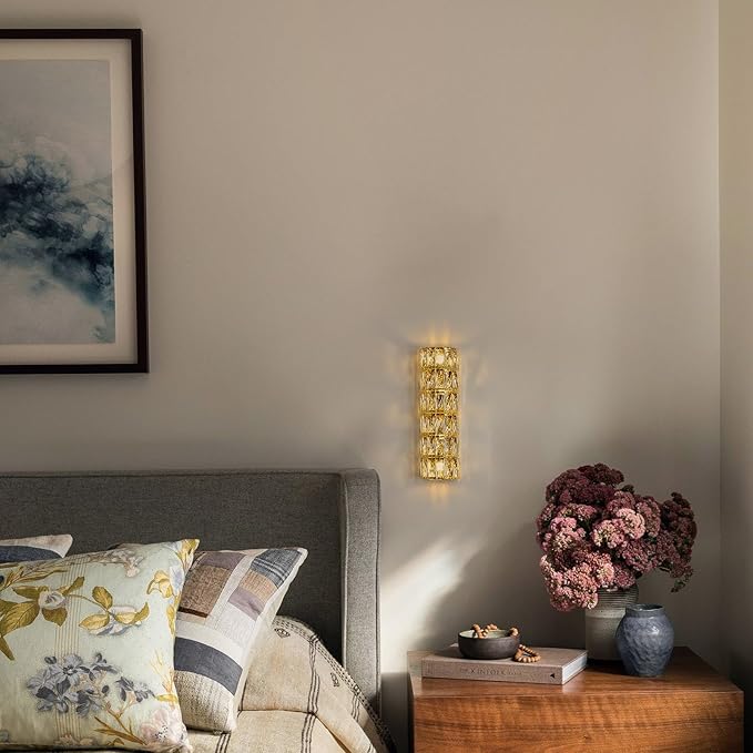 6 Layer Gold Crystal Wall Sconce, Modern Wall Lamp Light Fixture for Bathroom Vanity, Stairway, Kitchen, Living Room, Bedroom, Hallway-Ruum Studio Home