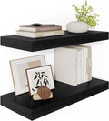 Black Floating Shelves for Wall 24 Inches Long, 12" Deep Wall Shelves 2" Thick, Heavy Duty Shelf for Bedroom, Bathroom, Living Room, Kitchen, Office, Home Decor, Modern Shelf Set of 2, 24" X 12" X 2"-Ruum Studio Home